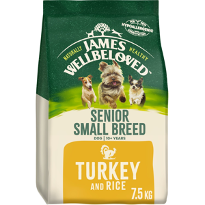7.5kg James Wellbeloved Natural Senior Small Breed Dry Dog Food Turkey & Rice 7.5kg James Wellbeloved Natural Senior Small Breed Dry Dog Food Turkey & Rice