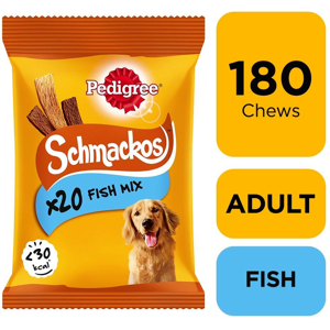 180 Pedigree Schmackos Mixed Fish Dog Treats Dog Chews (9x144g) 180 Pedigree Schmackos Mixed Fish Dog Treats Dog Chews (9x144g)