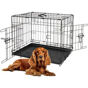 URBN Living 42" Foldable Black Metal Dog Training XL Crate Pet Carrier Cage with 2 Doors URBN Living 42" Foldable Black Metal Dog Training XL Crate Pet Carrier Cage with 2 Doors