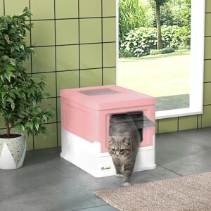 PawHut Hooded Cat Litter Box, Pet Toilet w/ Scoop, Tray - Pink PawHut Hooded Cat Litter Box, Pet Toilet w/ Scoop, Tray - Pink