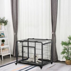 PawHut 69.5x94cm Metal Dog Cage Kennel w/ Locking Door & Wheels Medium Pets PawHut 69.5x94cm Metal Dog Cage Kennel w/ Locking Door & Wheels Medium Pets
