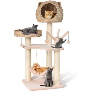 Costway 121 cm Tall Cat Tree Cat Climbing Tower Sisal With Private Condo Large Bed Costway 121 cm Tall Cat Tree Cat Climbing Tower Sisal With Private Condo Large Bed