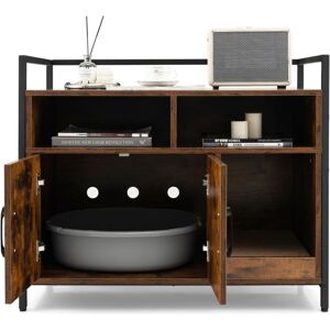 Costway Cat Litter Box Enclosure Hidden Cat Washroom With Double Doors-Coffee Costway Cat Litter Box Enclosure Hidden Cat Washroom With Double Doors-Coffee