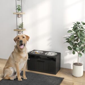 PawHut Raised Dog Bowl, Elevated Dog Bowls with Slow Feeder Mat, Black PawHut Raised Dog Bowl, Elevated Dog Bowls with Slow Feeder Mat, Black