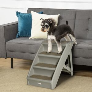 PawHut Four-Step Foldable Pet Stairs w/ Non-Slip Mats, for S, XS Dogs - Grey PawHut Four-Step Foldable Pet Stairs w/ Non-Slip Mats, for S, XS Dogs - Grey
