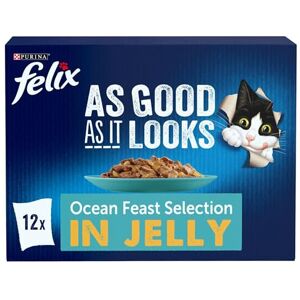 FELIX As Good As it Looks Ocean Feasts Wet Cat Food 12x85g (Pack of 4) FELIX As Good As it Looks Ocean Feasts Wet Cat Food 12x85g (Pack of 4)