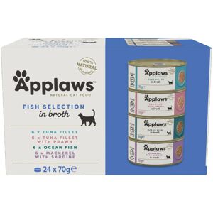 Applaws 100% Natural Wet Cat Food, Multipack Fish Selection in Broth 70g Tin (24 Applaws 100% Natural Wet Cat Food, Multipack Fish Selection in Broth 70g Tin (24
