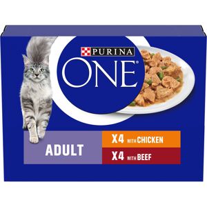 Purina ONE Adult Cat Food Chicken and Beef 8x85G, Pack of 5 Purina ONE Adult Cat Food Chicken and Beef 8x85G, Pack of 5