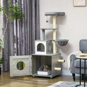 PawHut Cat Litter Box Enclosure, with Cat House, Bed, Scratching Posts, Platform PawHut Cat Litter Box Enclosure, with Cat House, Bed, Scratching Posts, Platform