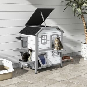 PawHut Kitten Condo with Openable Roof, Catio Enclosure Furniture, White PawHut Kitten Condo with Openable Roof, Catio Enclosure Furniture, White