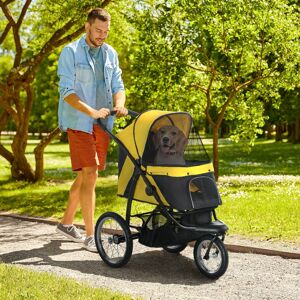PawHut 3 Wheel Pet Stroller, for Medium Small Dogs, Foldable Cat Pram - Yellow PawHut 3 Wheel Pet Stroller, for Medium Small Dogs, Foldable Cat Pram - Yellow