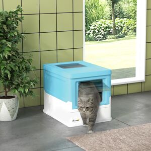 PawHut Hooded Cat Litter Box, Pet Toilet w/ Scoop, Tray - Light Blue PawHut Hooded Cat Litter Box, Pet Toilet w/ Scoop, Tray - Light Blue