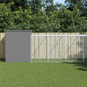 vidaXL Dog House with Run Light Grey 214x1273x181 cm Galvanised Steel vidaXL Dog House with Run Light Grey 214x1273x181 cm Galvanised Steel