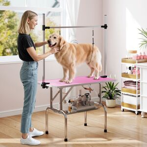 PawHut Metal Adjustable Dog Grooming Table Rubber Top 2 Safety Slings Mesh PawHut Metal Adjustable Dog Grooming Table Rubber Top 2 Safety Slings Mesh