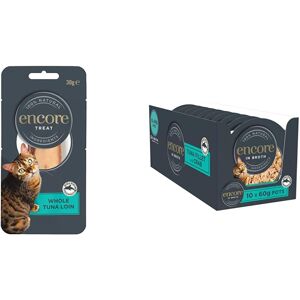 Encore 100% Natural Cat Treats, Whole Tuna Loin Cat Snack, 30g (Pack of 12) & 10 Encore 100% Natural Cat Treats, Whole Tuna Loin Cat Snack, 30g (Pack of 12) & 10