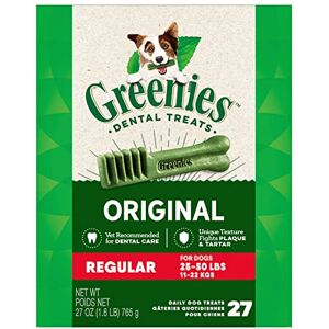 Greenies Dental Chews Regular Treats for Dogs - Treat TUB-PAK Package 27 oz. 27 Greenies Dental Chews Regular Treats for Dogs - Treat TUB-PAK Package 27 oz. 27
