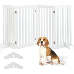 Costway 89 cm Pet Barrier 4-Panel Wooden Freestanding Dog Gate Step Over Fence Costway 89 cm Pet Barrier 4-Panel Wooden Freestanding Dog Gate Step Over Fence
