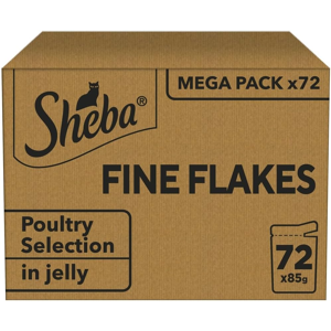 SHEBA - Adult Wet Cat Food Pouches - 72 x 85 g - Poultry - Bulk Cat Food Megapac SHEBA - Adult Wet Cat Food Pouches - 72 x 85 g - Poultry - Bulk Cat Food Megapac