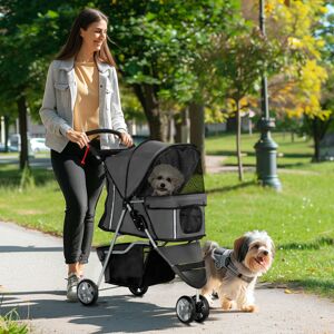PawHut Pet Stroller Pushchair Carrier for Cat Puppy with 3 Wheels Dark Grey PawHut Pet Stroller Pushchair Carrier for Cat Puppy with 3 Wheels Dark Grey