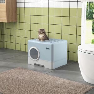 PawHut Enclosed Cat Litter Tray with Lid, Front Entry, Top Exit, Scoop - Blue PawHut Enclosed Cat Litter Tray with Lid, Front Entry, Top Exit, Scoop - Blue
