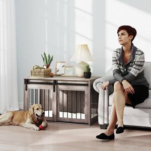 PawHut Dog Crate Furniture with Removable Cushion for Large Dogs - Brown PawHut Dog Crate Furniture with Removable Cushion for Large Dogs - Brown