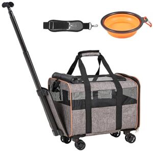 VEVOR Cat Carrier with Wheels, Airline Approved Rolling Pet Carrier with Telesco VEVOR Cat Carrier with Wheels, Airline Approved Rolling Pet Carrier with Telesco