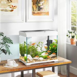 PawHut 27L Glass Fish Tank with Filter System, LED Light, Water Pump, White PawHut 27L Glass Fish Tank with Filter System, LED Light, Water Pump, White
