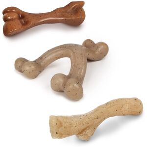 Nylabone Gourmet Style Femur Wishbone & Stick Strong Chew Toy for Puppies Bac Nylabone Gourmet Style Femur Wishbone & Stick Strong Chew Toy for Puppies Bac
