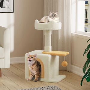 Unbranded (Beige) 70cm Cat Tree Tower with Sisal Scratching Post, Kitten Bed, Cushion & Ba Unbranded (Beige) 70cm Cat Tree Tower with Sisal Scratching Post, Kitten Bed, Cushion & Ba