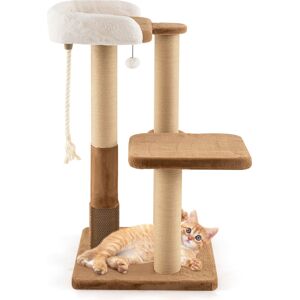 Costway Cat Tree 112cm Modern Kitty Tower w/Plush Padded Perch-Caramel Costway Cat Tree 112cm Modern Kitty Tower w/Plush Padded Perch-Caramel