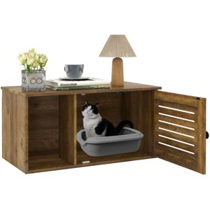 Costway Cat Litter Box Enclosure Wooden Pet Side Table with Winding Entry Costway Cat Litter Box Enclosure Wooden Pet Side Table with Winding Entry