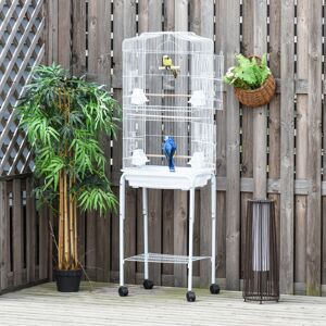 PawHut Bird Cage 153cm for Canary Finch Budgerigar W/ Tray Stand Wheels White PawHut Bird Cage 153cm for Canary Finch Budgerigar W/ Tray Stand Wheels White
