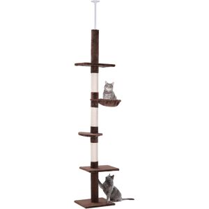 PawHut Floor to Ceiling Cat Tree for Indoor Cats 5-Tier Kitty Tower Brown PawHut Floor to Ceiling Cat Tree for Indoor Cats 5-Tier Kitty Tower Brown