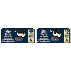 FELIX Tasty Shreds Mixed Selection in Gravy Wet Cat Food 40x80g (Pack of 2) FELIX Tasty Shreds Mixed Selection in Gravy Wet Cat Food 40x80g (Pack of 2)