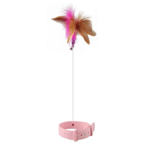 Typecat Pink Interactive Cat Teaser Stick - Feather Wand with Bell, Silicone, Bite-Resis Typecat Pink Interactive Cat Teaser Stick - Feather Wand with Bell, Silicone, Bite-Resis