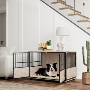 PawHut 100cm Dog Crate Furniture Dog Cage End Table Indoor w/ Doors, Cushion PawHut 100cm Dog Crate Furniture Dog Cage End Table Indoor w/ Doors, Cushion