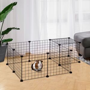 PawHut Pet Playpen Metal Wire Fence - Small Animal Cage - Black PawHut Pet Playpen Metal Wire Fence - Small Animal Cage - Black