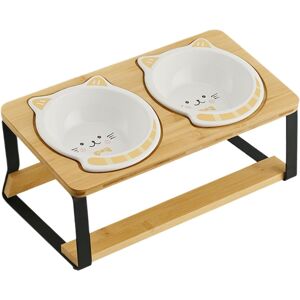 Unbranded Cat Elevated Food Bowl,Raised Cat Bowls Double Tall Dish With Non-Slip Wooden Unbranded Cat Elevated Food Bowl,Raised Cat Bowls Double Tall Dish With Non-Slip Wooden