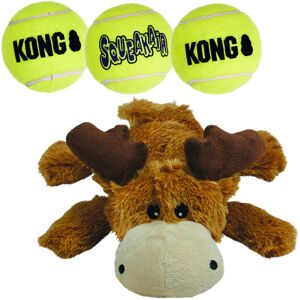 Kong Cozie Marvin The Moose and 3 SqueakAir Balls - Fun Interactive Dog Toys - Kong Cozie Marvin The Moose and 3 SqueakAir Balls - Fun Interactive Dog Toys -