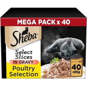 SHEBA Select Slices Cat Pouches Poultry Collection in Gravy 40 x 85g SHEBA Select Slices Cat Pouches Poultry Collection in Gravy 40 x 85g