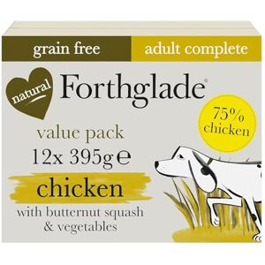 Forthglade Wet Dog Food (12 x 395g Trays) - Adult 1 year +, Grain Free with Chic Forthglade Wet Dog Food (12 x 395g Trays) - Adult 1 year +, Grain Free with Chic