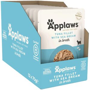Applaws 100% Natural Wet Cat Food Pouch, Tuna Fillet with Seabream in Broth 70 g Applaws 100% Natural Wet Cat Food Pouch, Tuna Fillet with Seabream in Broth 70 g