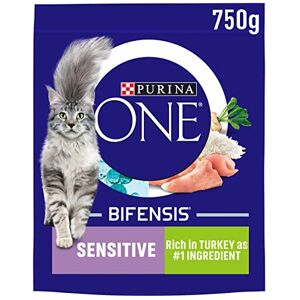 Purina ONE Sensitive Dry Cat Food Rich in Turkey 750g, Pack of 4 Purina ONE Sensitive Dry Cat Food Rich in Turkey 750g, Pack of 4