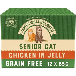 James Wellbeloved Senior Grain-Free Chicken in Jelly 12 Pouches, Hypoallergenic James Wellbeloved Senior Grain-Free Chicken in Jelly 12 Pouches, Hypoallergenic