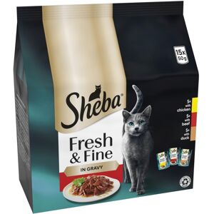 Sheba Cat Wet Food - Fresh and Fine - Cat Pouches Meaty Pieces in Gravy - 15 x 5 Sheba Cat Wet Food - Fresh and Fine - Cat Pouches Meaty Pieces in Gravy - 15 x 5