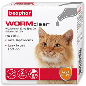 Beaphar WORMclear Spot-On Cats, Tapeworm Treatment, 2 Pipettes Beaphar WORMclear Spot-On Cats, Tapeworm Treatment, 2 Pipettes