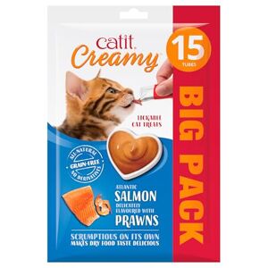 Catit Creamy Salmon & Prawn Lickable Cat Treats for Cats and Kittens, Cat Treat Catit Creamy Salmon & Prawn Lickable Cat Treats for Cats and Kittens, Cat Treat