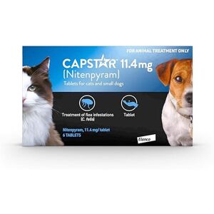 Capstar Flea Tablets for Dogs/Cats 1-11kg - 6x 11.4mg Nitenpyram Capstar Flea Tablets for Dogs/Cats 1-11kg - 6x 11.4mg Nitenpyram
