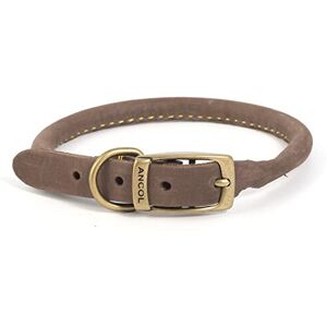 Ancol Timberwolf Bonded Thread Leather Sable Round Collar Pet Training Accessory Ancol Timberwolf Bonded Thread Leather Sable Round Collar Pet Training Accessory