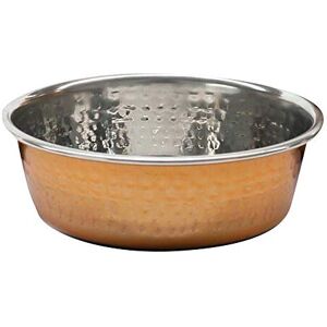 Rosewood Deluxe Steel Hammered Copper Pet Bowl 1900ml 8.5", clear Rosewood Deluxe Steel Hammered Copper Pet Bowl 1900ml 8.5", clear